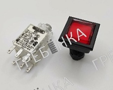 Кнопка квадратная с подсветкой и вогнутым нажимным элементом красная BKG