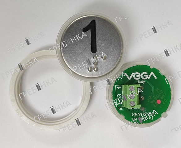 Кнопка 1 этаж красная индикация с кодом брайля MLK Venus Vega
