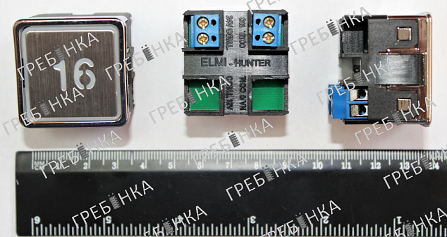 Кнопка квадратная RP42 12/24В красная подсветка "16" этаж IGV Domus